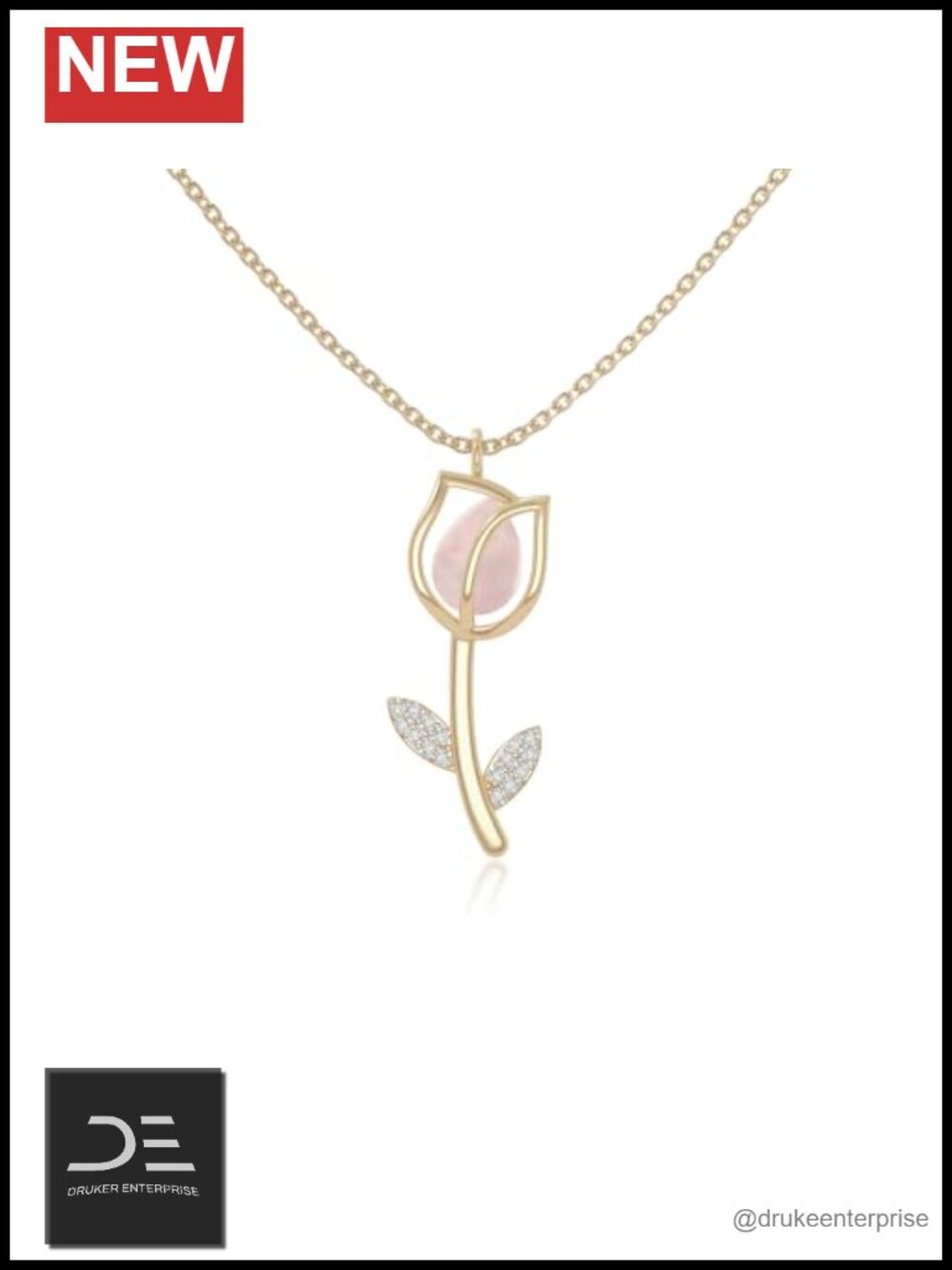 Sterling Silver Moissanite Tulip Pendant Necklace Women Gift